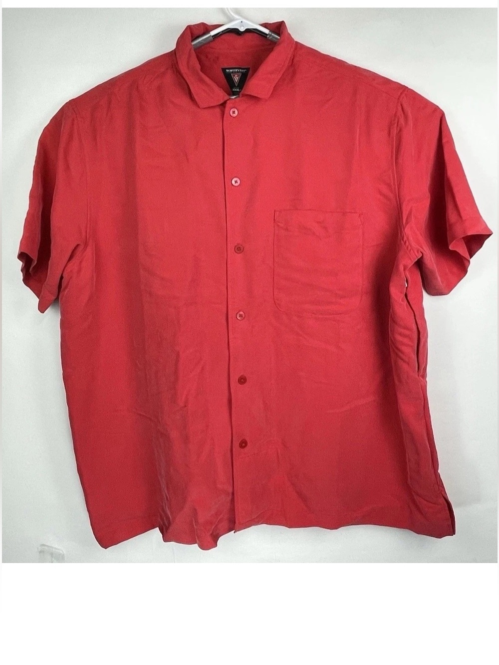 Scottevest TEC Ribbed Button Up Short Sleeve Shirt Red XXXL 3XL Mens
